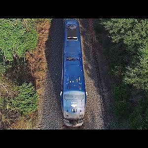 Aerial Views of The Amtrak #79 Carolinian & Piedmont #76 in Motion