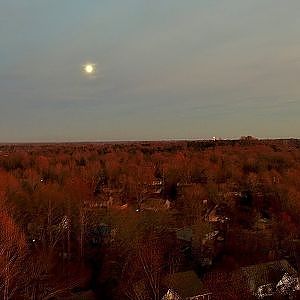 Aerial Moonrise View at Sunset - Time Lapse