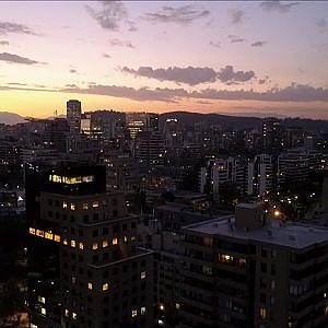 Sunset in Santiago Chile the richest city in south America (Aerial view)