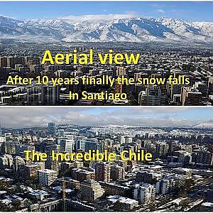 Never seen before aerial view of Nieve (Snow) in Santiago, Chile