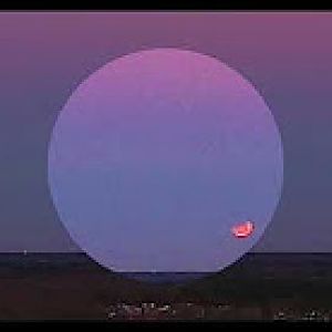 Blue Blood Moon Eclipse at moonset