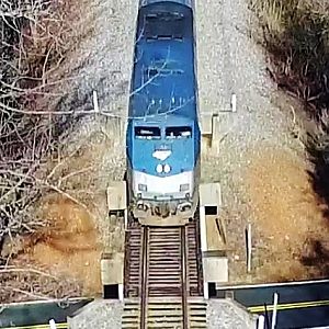 Amtrak #80 Carolinian Across the Overpass & Through the Woods - Burlington to Durham, NC