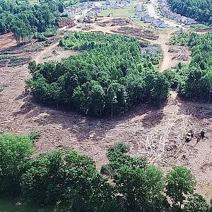 Aerial Views of Clearing in Progress at Joseph's Claim Subdivision - Gibsonville, NC