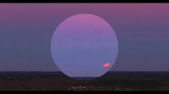 Blue Blood Moon Eclipse at moonset